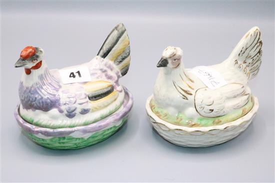 Group of Staffordshire pottery egg baskets